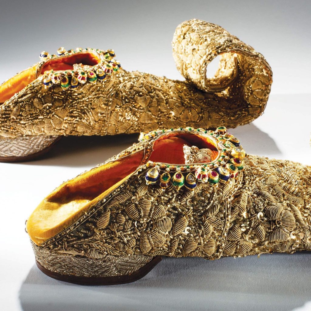 GOLD MOJARI SHOES, HYDERABAD, 19TH CENTURY. BATA SHOE MUSEUM
