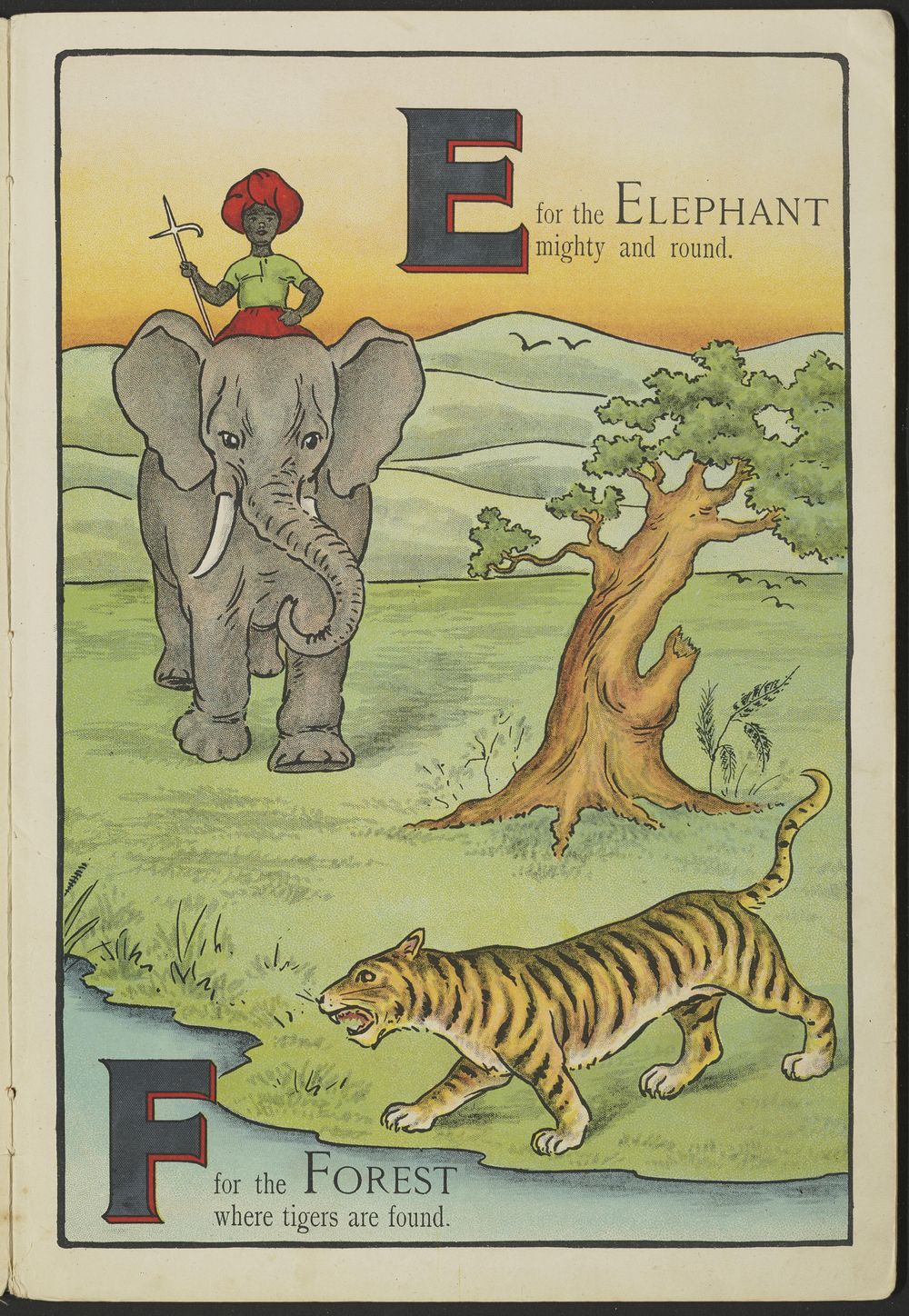 The Alphabet book in Colonial India : E for Elephant, F for Forest. 